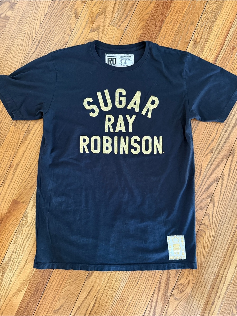 Roots of Fight Sugar Ray Robinson Graphic Tee in Navy with Gold Print